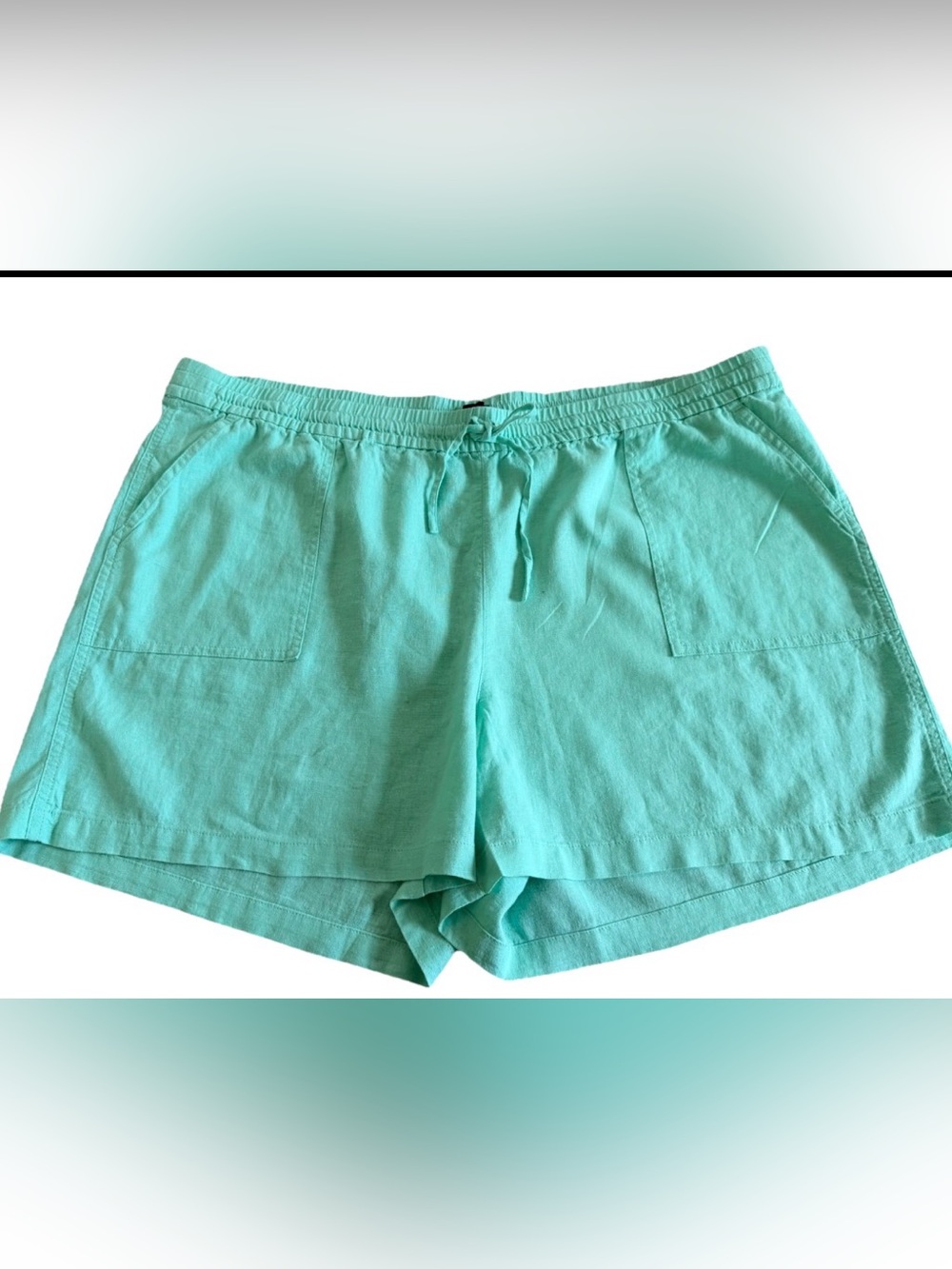 NWT J. CREW Mint Green Linen Blend Elastic Waist Summer Shorts Plus Size 2x